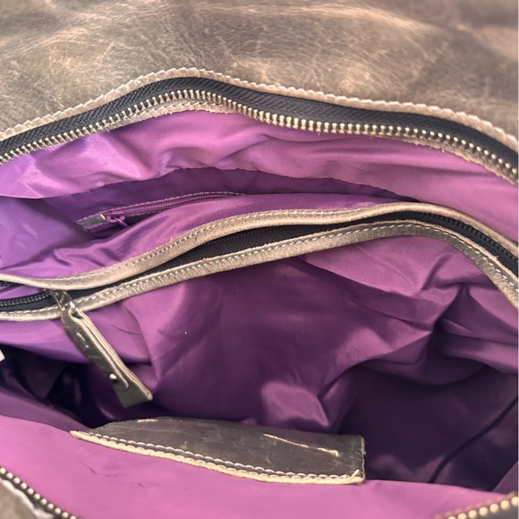 Barney’s New York Two Tone Grey Top Handle Leather Handbag - Picture 5 of 9